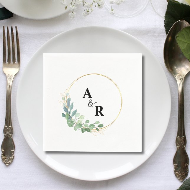 Servilleta De Papel Boda Monograma Pareja de Acuarela Moderna (Subido por el creador)