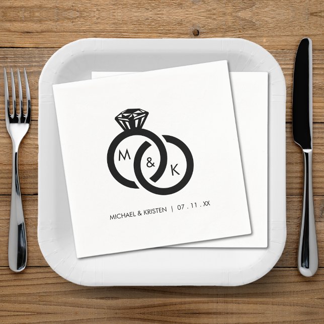 Servilleta De Papel Boda Monograma Pareja de Anillo de Diamantes (Diamond Ring Couple Monogram Wedding Napkins
)
