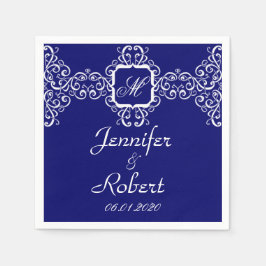 Servilleta De Papel Boda Monograma Románico Blanco