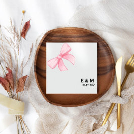 Servilleta De Papel Boda Monograma Rosa Rubor Bow Boho