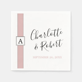 Servilleta De Papel Boda monograma rosado Rosa con polvo personalizado