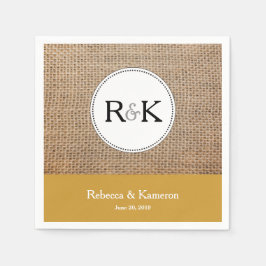 Servilleta De Papel Boda Monogramado Burlap & Gold