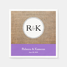 Servilleta De Papel Boda Monogramado Burlap & Purple