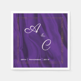 Servilleta De Papel Boda monogramado de seda púrpura