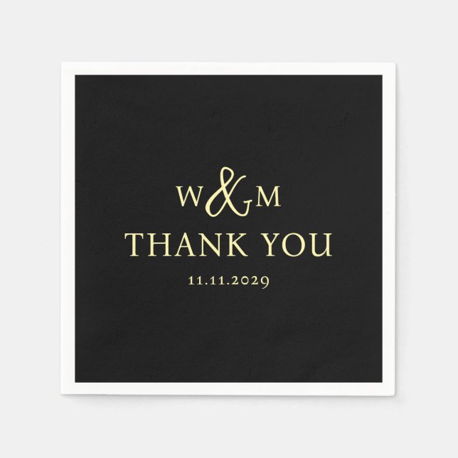 Servilleta De Papel Boda monogramado moderno y elegante (Anverso)