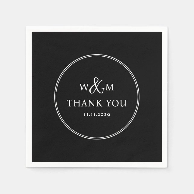 Servilleta De Papel Boda monogramado moderno y elegante (Anverso)