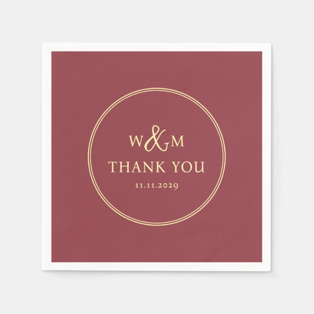 Servilleta De Papel Boda monogramado moderno y elegante (Anverso)