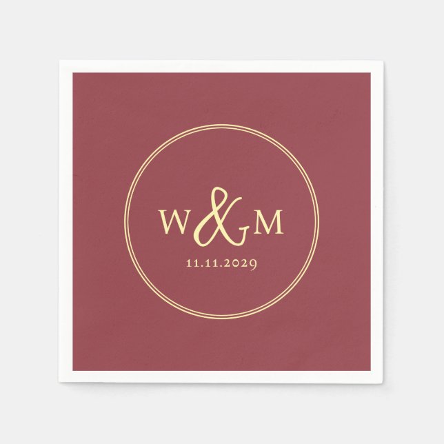 Servilleta De Papel Boda monogramado moderno y elegante (Anverso)