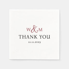 Servilleta De Papel Boda monogramado moderno y elegante