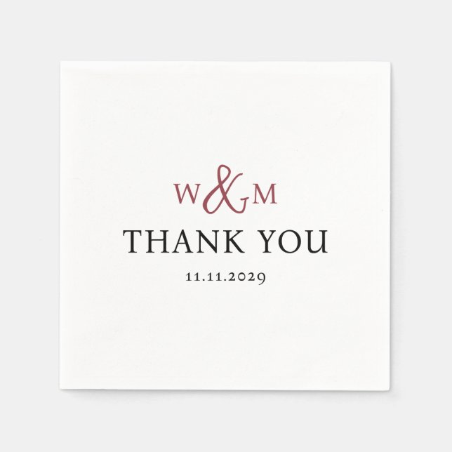 Servilleta De Papel Boda monogramado moderno y elegante (Anverso)