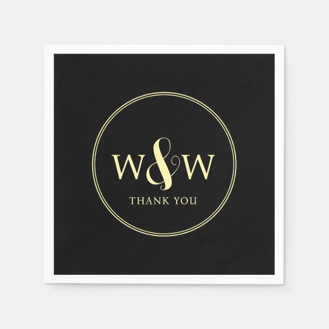 Servilleta De Papel Boda monogramado moderno y elegante (Anverso)