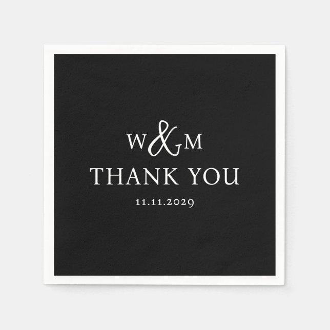 Servilleta De Papel Boda monogramado moderno y elegante (Anverso)