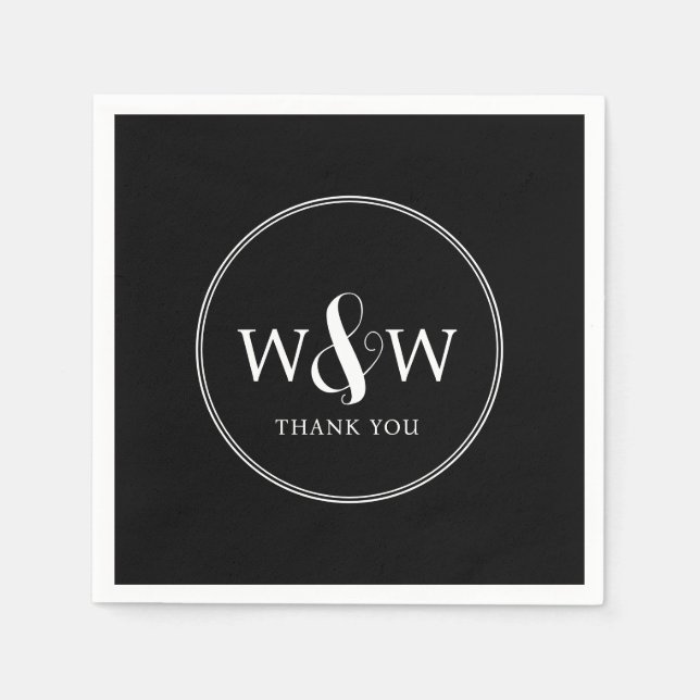 Servilleta De Papel Boda monogramado moderno y elegante (Anverso)