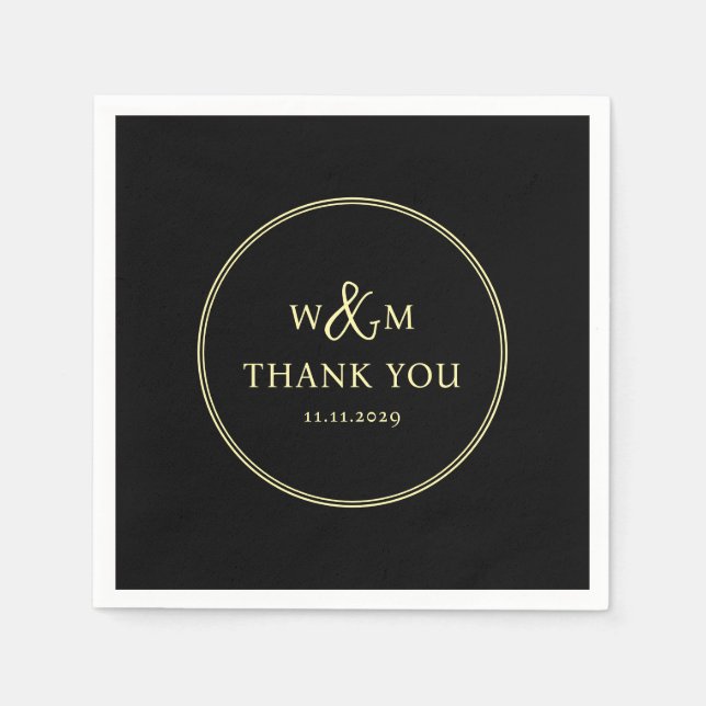 Servilleta De Papel Boda monogramado moderno y elegante (Anverso)