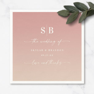 Servilleta De Papel Boda Monogramado Ombre Dusty Rosa & Champagne