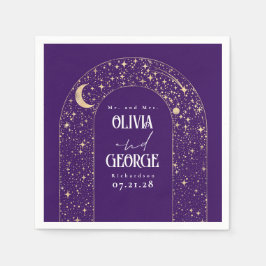 Servilleta De Papel Boda morado de las estrellas celestes de la luna