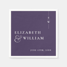Servilleta De Papel Boda morado Minimalista moderno monograma