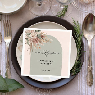 Servilleta De Papel Boda mr mrs corazón arca rosa