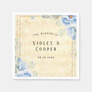 Servilleta De Papel Boda musical Dusty Blue Floral Vintage