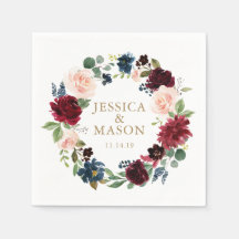 Boda Napkin Burgundy Cocktail Napkin