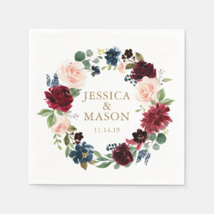 Servilleta De Papel Boda Napkin Burgundy Cocktail Napkin