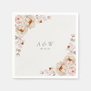 Servilleta De Papel Boda Napkin con peonías y Rosas