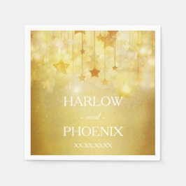 Servilleta De Papel Boda Napkin de Luminosas Estrellas de Oro