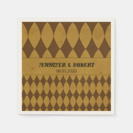 Servilleta De Papel Boda Napkin del antiguo diamond Harlequin Gold