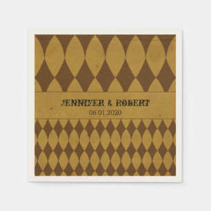 Servilleta De Papel Boda Napkin del antiguo diamond Harlequin Gold