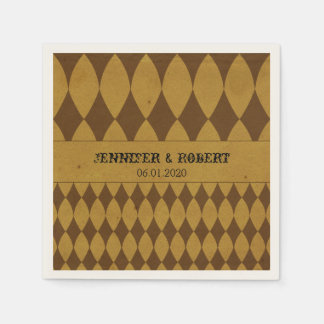 Servilleta De Papel Boda Napkin del antiguo diamond Harlequin Gold