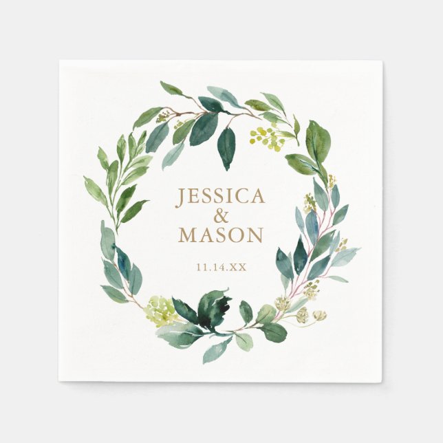 Servilleta De Papel Boda Napkin Greenery Cocktail Napkin (Anverso)