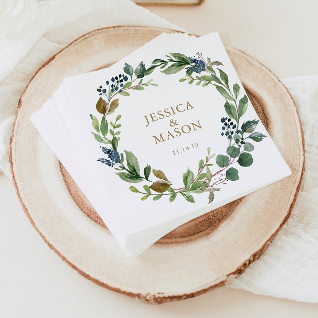 Servilleta De Papel Boda Napkin Greenery Cocktail Napkin (Subido por el creador)