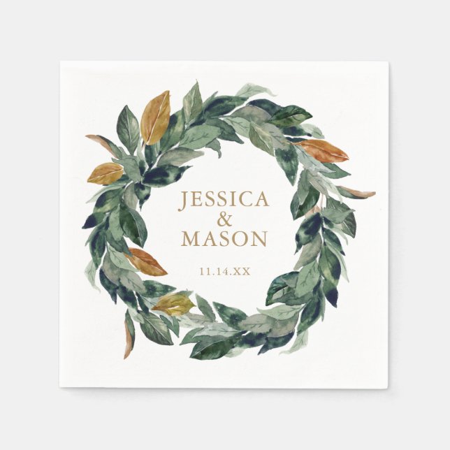Servilleta De Papel Boda Napkin Greenery Cocktail Napkin (Anverso)