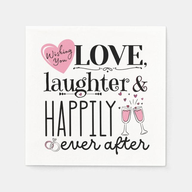 Servilleta De Papel Boda Napkin rosa y negro (Anverso)