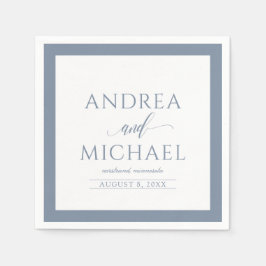 Servilleta De Papel Boda Napkins | Caligrafía de lujo (azul turbio)