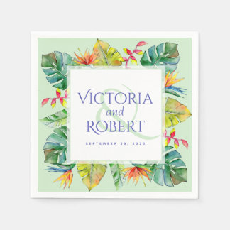 Servilleta De Papel Boda Napkins | Floral acuarela tropical