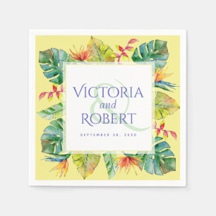 Servilleta De Papel Boda Napkins   Floral acuarela tropical