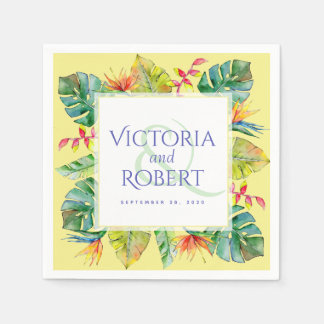 Servilleta De Papel Boda Napkins | Floral acuarela tropical