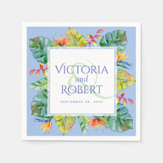 Servilleta De Papel Boda Napkins | Floral acuarela tropical