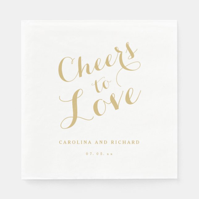 Servilleta De Papel Boda Napkins | Saludos de oro a amar (Anverso)