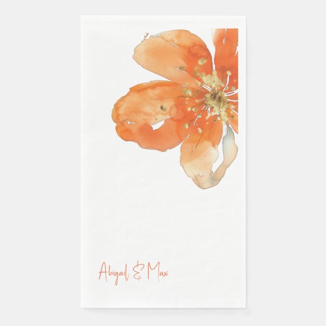 Servilleta De Papel Boda naranja Floral Personalizada (Anverso)