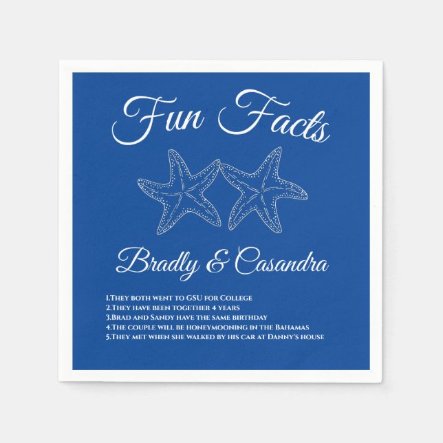 Servilleta De Papel Boda Náutico Blue Starfish Fun Hacts (Anverso)