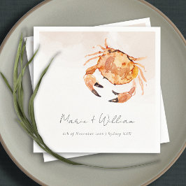 Servilleta De Papel Boda Náutico De Cangrejo Costero Naranja De Arroz