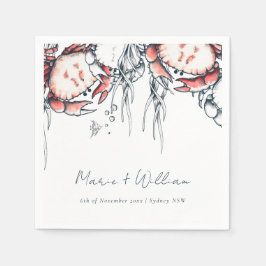 Servilleta De Papel Boda Náutico De Coral De Cangrejo Submarino De La 