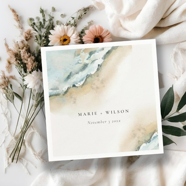 Servilleta De Papel Boda Náutico de la playa de arena de las olas del  (Subido por el creador)