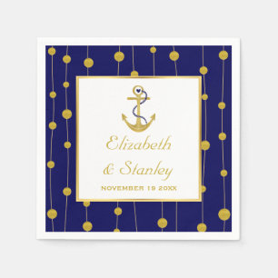 Servilleta De Papel boda náutico moderno ancla del Relieve metalizado