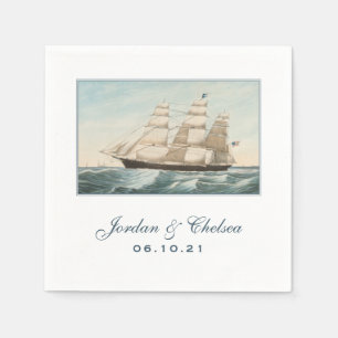 Servilleta De Papel Boda náutico   Personalizado del barco velero Clip