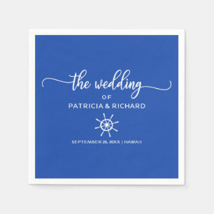 Servilleta De Papel Boda Náutico Royal Blue and White Rudder