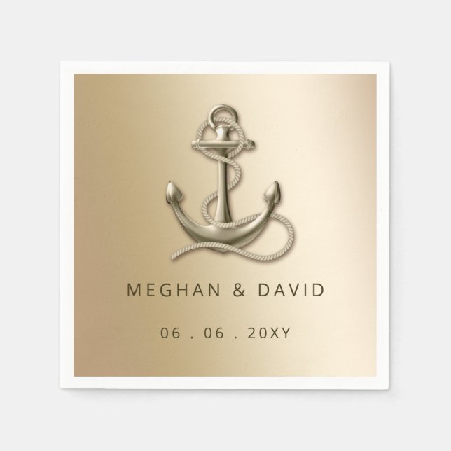 Servilleta De Papel Boda Náutico Rústico Vintage (Anverso)