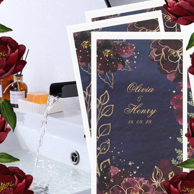 Servilleta De Papel Boda Navy Bordeaux  (Subido por el creador)